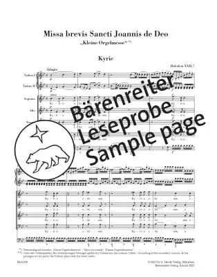 Missa brevis Sancti Joannis de Deo Hob. XXII:7 \'\'Little Organ Mass\'\' - Haydn - Full Score