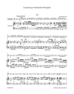 Concerto in C Major - Myslivecek - Cello/Piano - Book