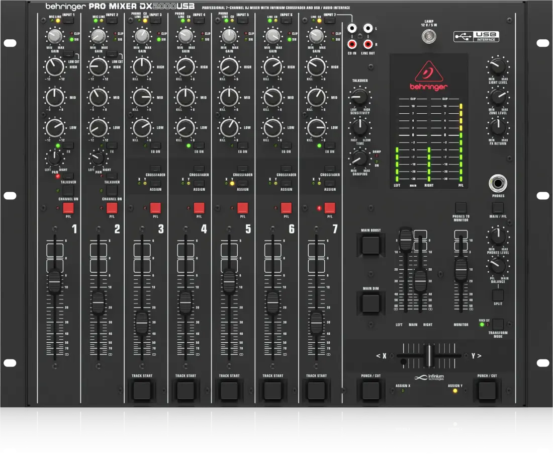 DX2000USB Professional 7-Channel DJ Mixer with Infinium VCA Crossfader and USB/Audio Interface