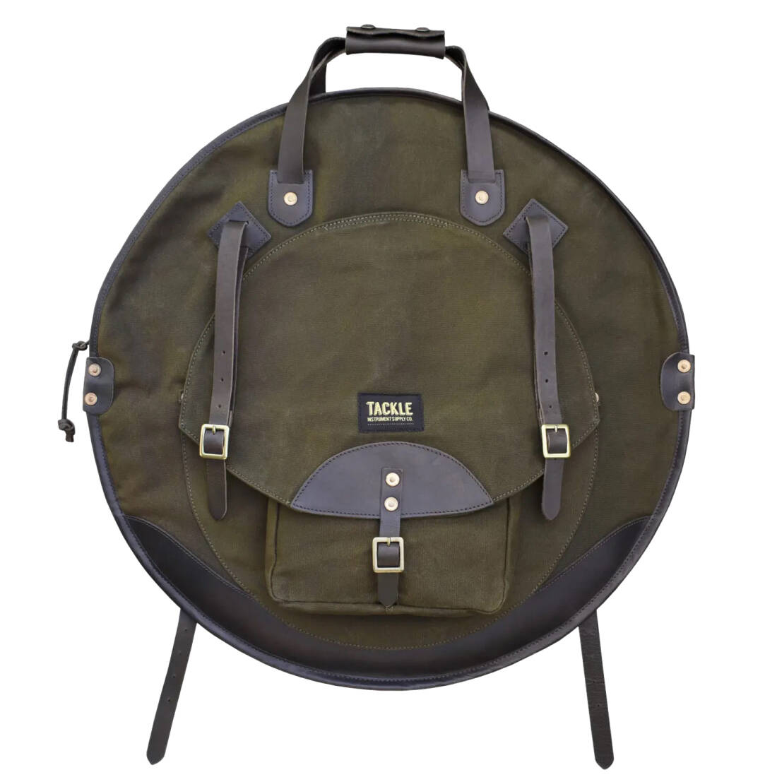 22\'\' Waxed Canvas Backpack Cymbal Case - Forest Green/Dark Brown