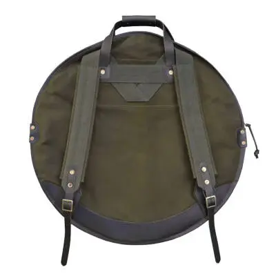 22\'\' Waxed Canvas Backpack Cymbal Case - Forest Green/Dark Brown