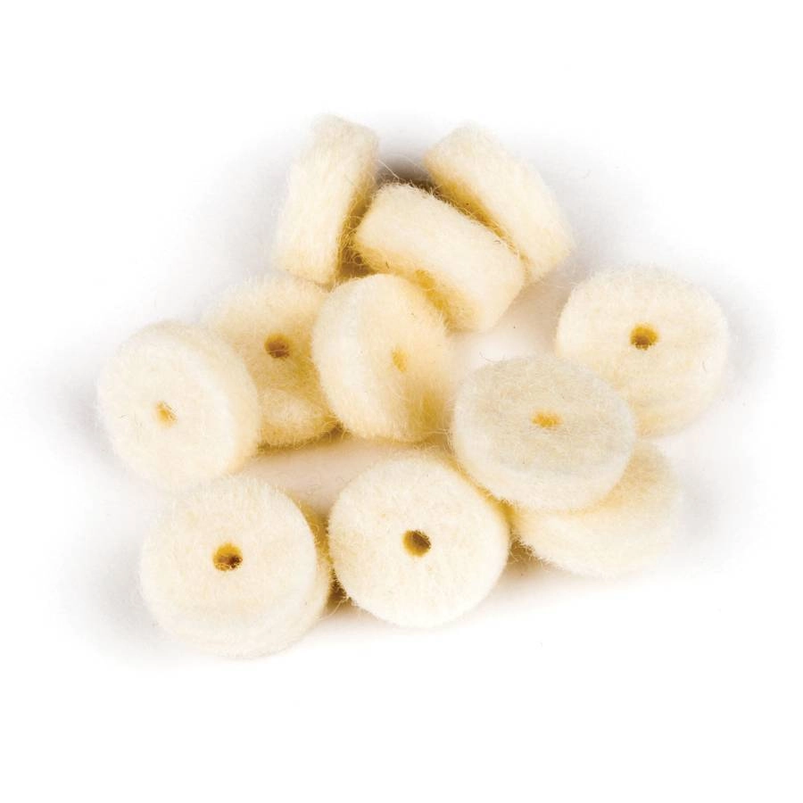 White Strap Button Felt Washers (12)