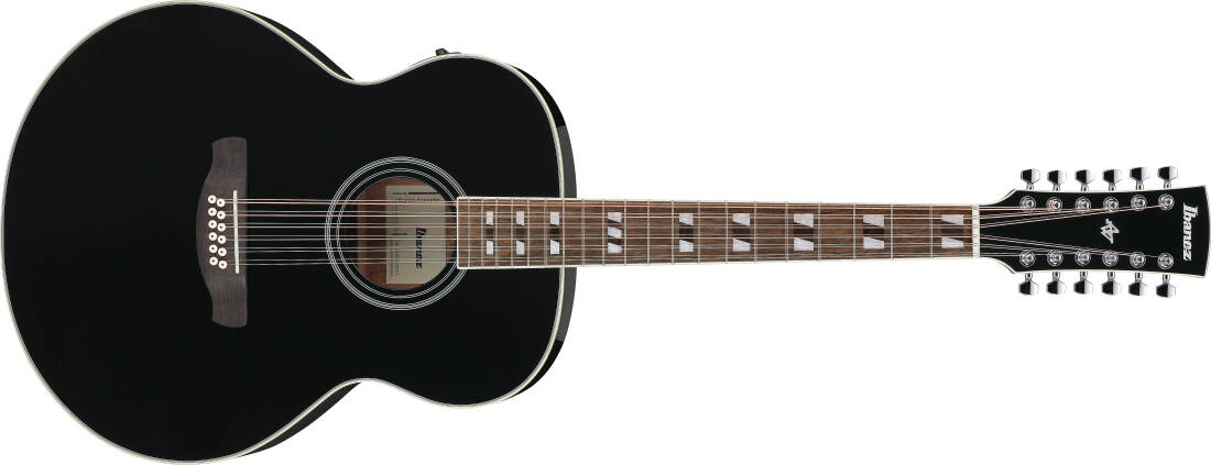 AJ7012M1E 12-String Acoustic/Electric Guitar - Black High Gloss