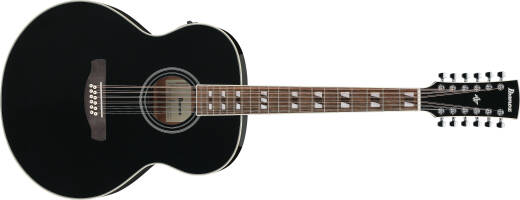 Ibanez - AJ7012M1E 12-String Acoustic/Electric Guitar - Black High Gloss