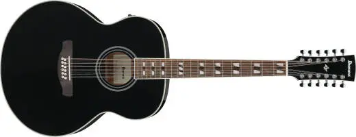 Ibanez - AJ7012M1E 12-String Acoustic/Electric Guitar - Black High Gloss