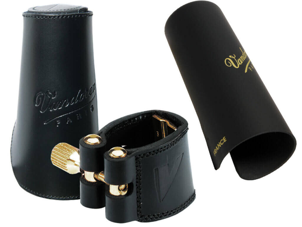 Leather Alto Saxophone Ligature with Leather Cap