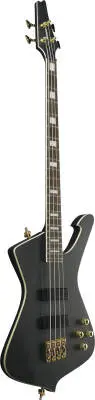 ICB 4-String Electric Bass with Gigbag - Black Flat
