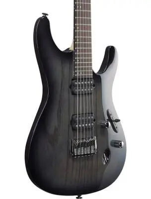 S Prestige Electric Guitar with Case - Transparent Gray Burst