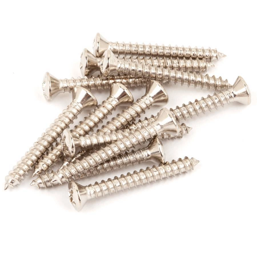 Vintage-Style Bass/Telecaster Bridge/Strap Button Mounting Screws (12) (Phillips head) (Nickel)