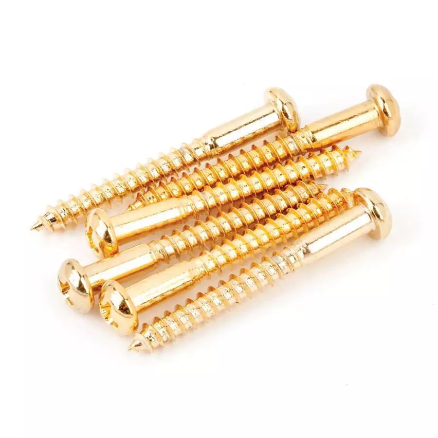 Vintage-Style Stratocaster Bridge Phillips head Mounting Screws (6) - Gold