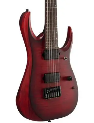 RGD 7-String Electric Guitar - Stained Wine Red Burst Flat