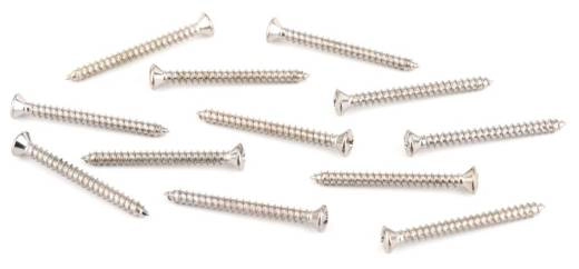 Fender - Neck Plate Mounting Screws - American Standard/Deluxe Guitars, Sheet Metal (8 X 1-3/4), Chrome (12)