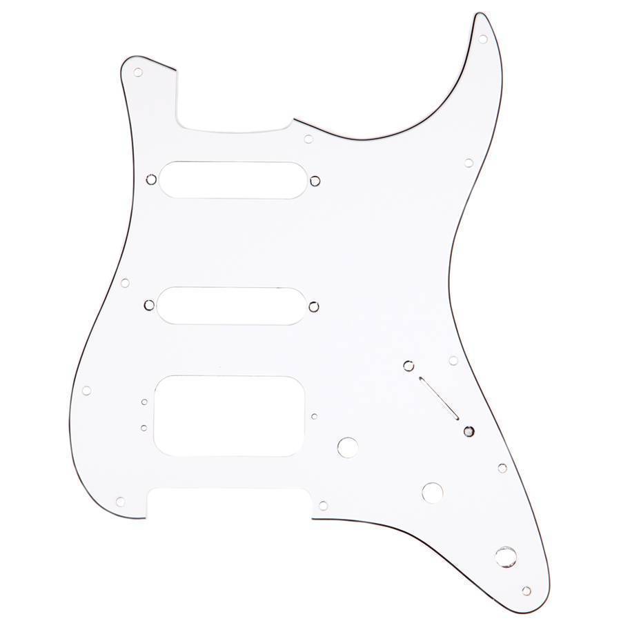 11-Hole Stratocaster H/S/S Pickguards (3-Screw Humbucking Pickup Mount) - White