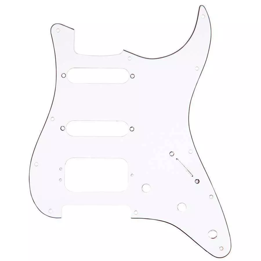 11-Hole Stratocaster H/S/S Pickguards (3-Screw Humbucking Pickup Mount) - White