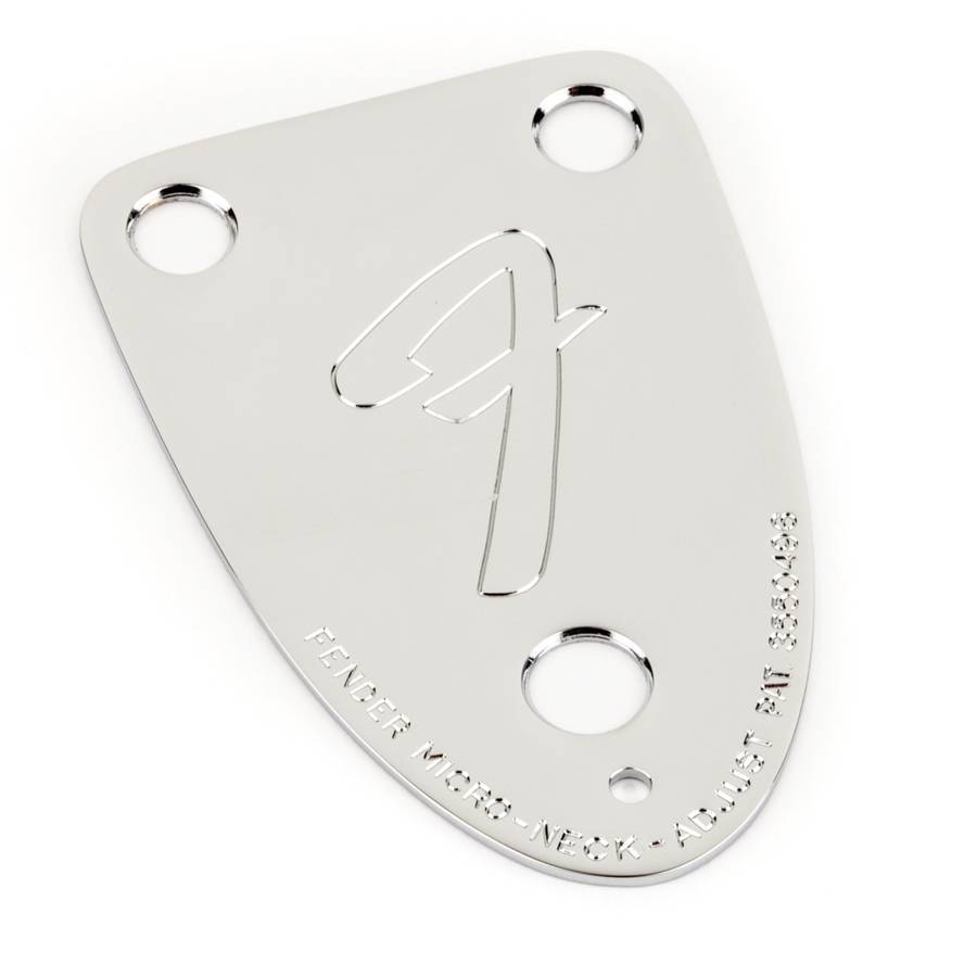 \'70s Vintage-Style 3-Bolt \'F\' Stamped Guitar Neck Plate - Chrome