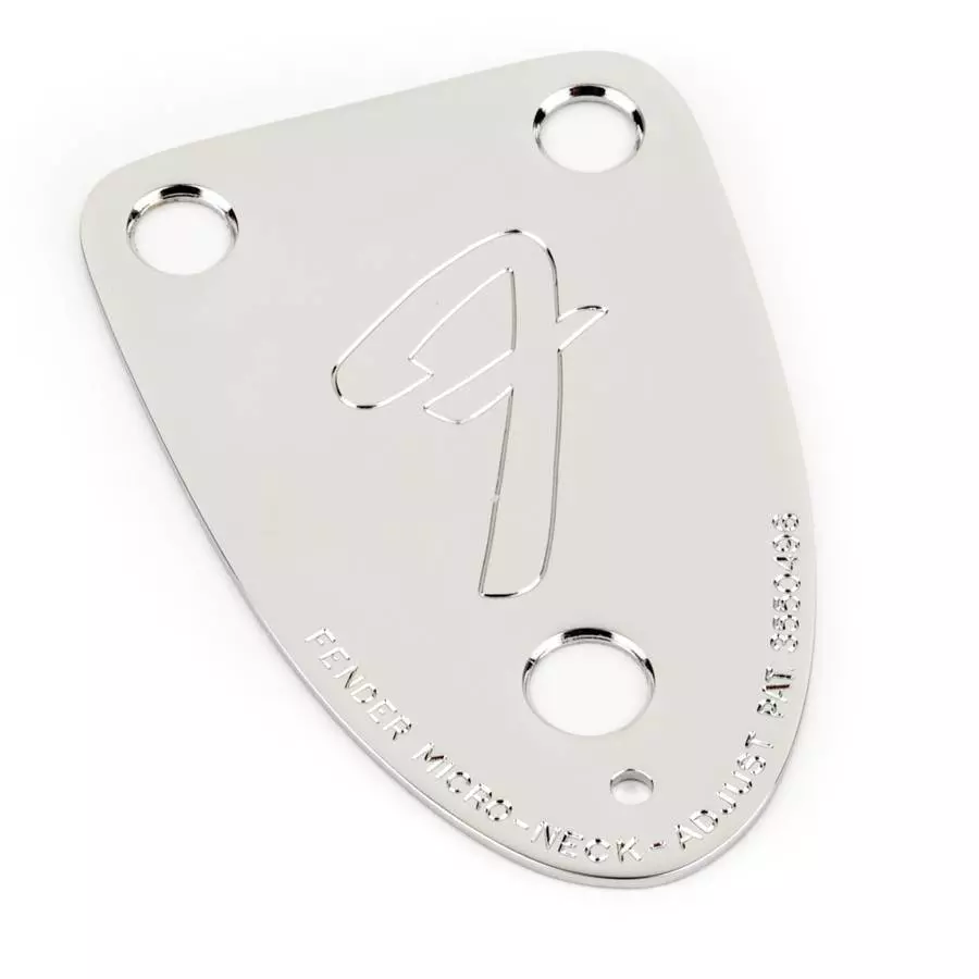 \'70s Vintage-Style 3-Bolt \'F\' Stamped Guitar Neck Plate - Chrome