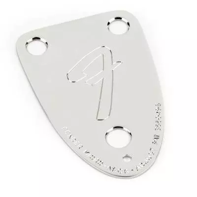 \'70s Vintage-Style 3-Bolt \'F\' Stamped Guitar Neck Plate - Chrome