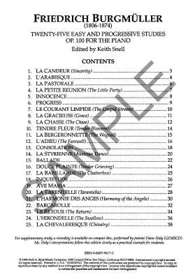 25 Easy and Progressive Studies, Op. 100 - Burgmuller - Piano - Book