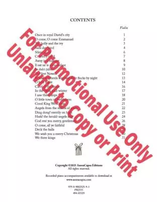 A Calendar of Carols - Parry/Alley - Violin (opt. Violin 2/Piano) - Book