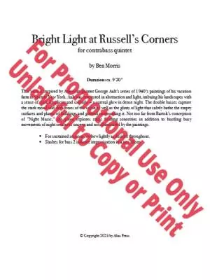 Bright Light at Russell\'s Corners - Morris - Double Bass Quintet - Score/Parts