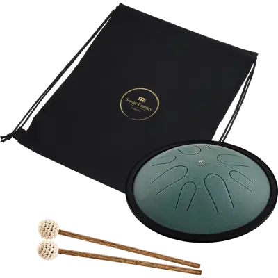 10\'\' Compact Steel Tongue Drum, B Minor, 8 Notes, 432 Hz - Dark Green
