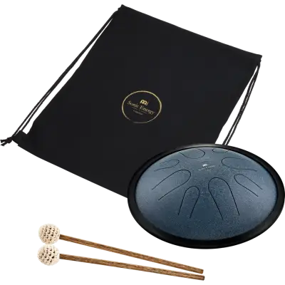 10\'\' Compact Steel Tongue Drum, C Minor, 8 Notes, 432 Hz - Navy Blue