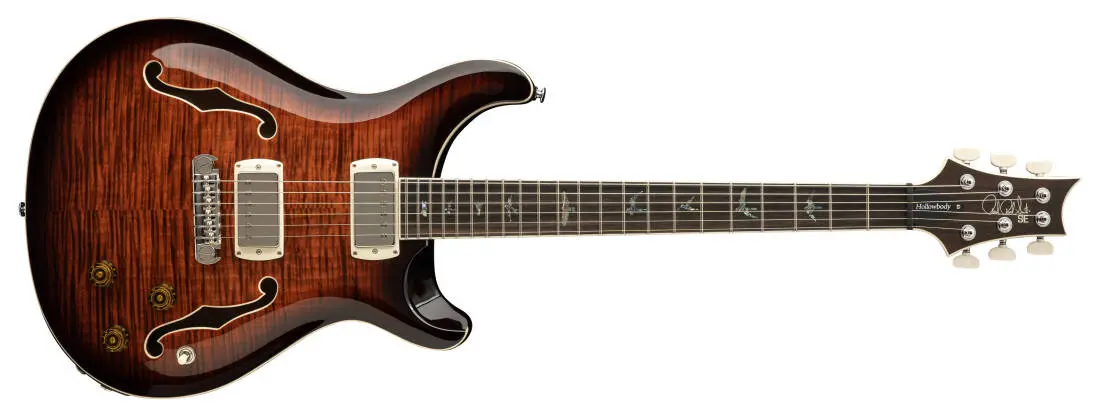 SE Hollowbody II Piezo Electric-Acoustic Hybrid Guitar with Case - Orange Tiger Smokeburst