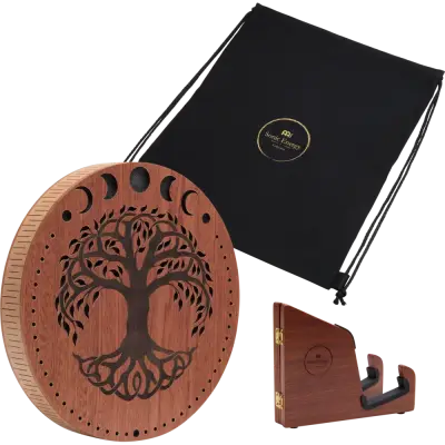 10\'\' Rain Disk, Stream Sound - Moon Phases & Tree of Life Carving