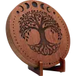 12\'\' Rain Disk, Stream Sound - Moon Phases & Tree of Life Carving