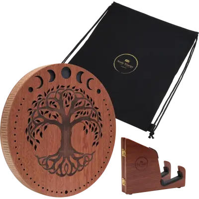 12\'\' Rain Disk, Stream Sound - Moon Phases & Tree of Life Carving