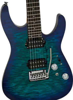 Pro-Mod Plus Dinky DK24 HH 2PT EB QM, Ebony Fingerboard - Chlorine Burst