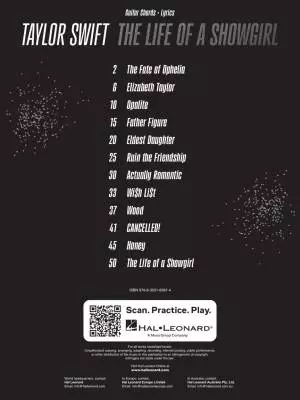 Taylor Swift: The Life of a Showgirl - Chords/Lyrics - Book