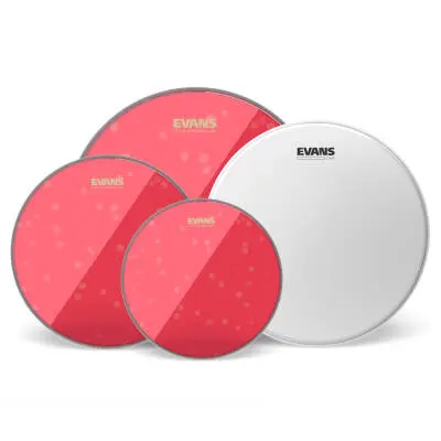 Evans - Hydraulic Tom Drumhead Rock Pack (10,12,16) with 14 UV1 Snare Batter - Red