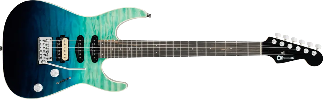 Pro-Mod Plus Dinky DK24 HSS 2PT EB QM, Ebony Fingerboard - Blue Curacao