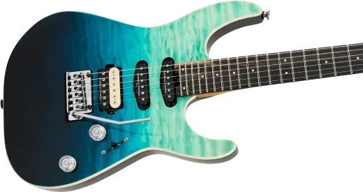 Pro-Mod Plus Dinky DK24 HSS 2PT EB QM, Ebony Fingerboard - Blue Curacao