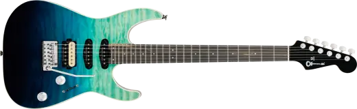 Charvel Guitars - Pro-Mod Plus Dinky DK24 HSS 2PT EB QM, Ebony Fingerboard - Blue Curacao