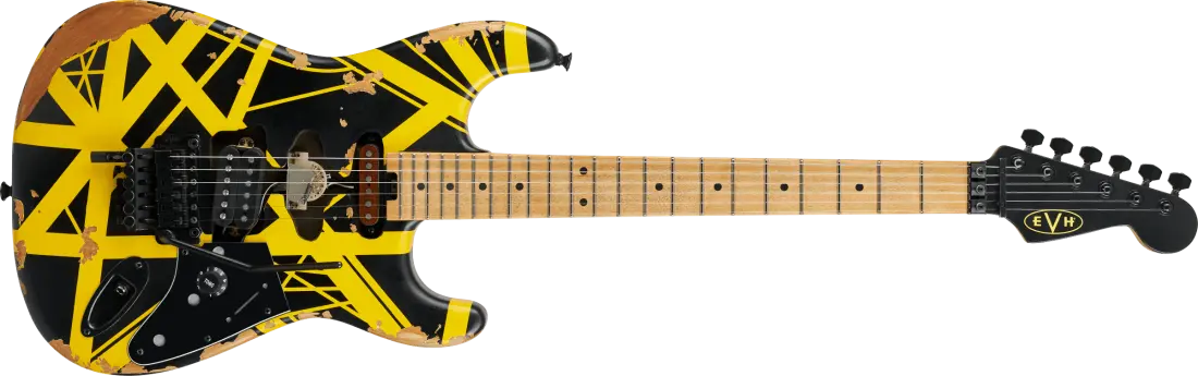 Limited Edition Striped Series Frankenstein Frankie, Maple Fingerboard - Black with Yellow Stripes, Aged