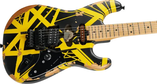 Limited Edition Striped Series Frankenstein Frankie, Maple Fingerboard - Black with Yellow Stripes, Aged