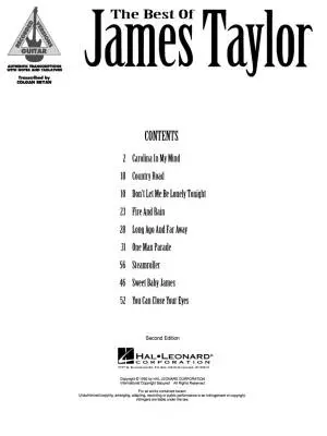 The Best of James Taylor - Guitar Tab - Book