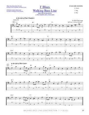 Walking Bass Line Construction: F Blues - Sinicrope - Double Bass - Book