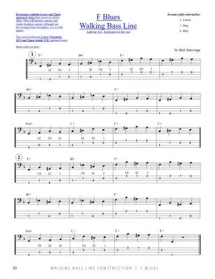 Walking Bass Line Construction: F Blues - Sinicrope - Double Bass - Book