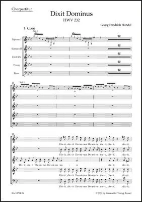 Baerenreiter Verlag - Dixit Dominus HWV 232 - Handel/Marx - Choral Score - SATB Accompanied
