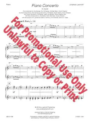 Piano Concerto - Leshnoff - Piano - Sheet