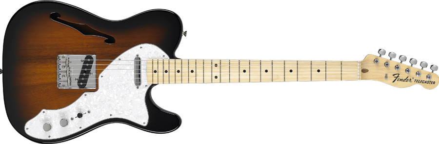 Fender Musical Instruments - Classic Series '69 Telecaster Thinline, Maple  Fingerboard, 2-Colour Sunburst
