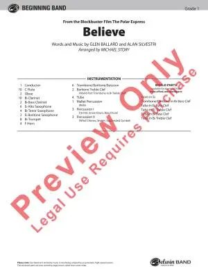 Believe (from The Polar Express) - Ballard/Silvestri/Story - Concert Band - Gr. 1