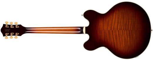 Broadkaster LX Figured Center Block with String-Thru Bigsby and Gold Hardware, Ebony Fingerboard - Havana Burst