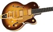 Broadkaster Jr. LX Figured Center Block with String-Thru Bigsby and Gold Hardware, Ebony Fingerboard - Caramel Dawn