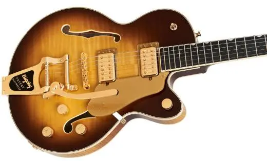Broadkaster Jr. LX Figured Center Block with String-Thru Bigsby and Gold Hardware, Ebony Fingerboard - Caramel Dawn