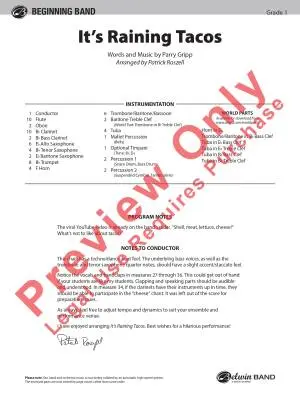 It\'s Raining Tacos - Gripp/Roszell - Concert Band - Gr. 1