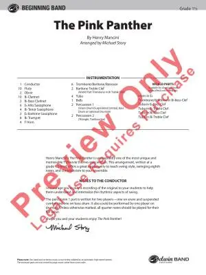 The Pink Panther - Mancini/Story - Concert Band - Gr. 1.5